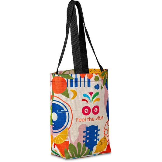 Pre-Printed Sample Hoppla Bayside Recycled PET Stitch-Bond Shopper BLACK