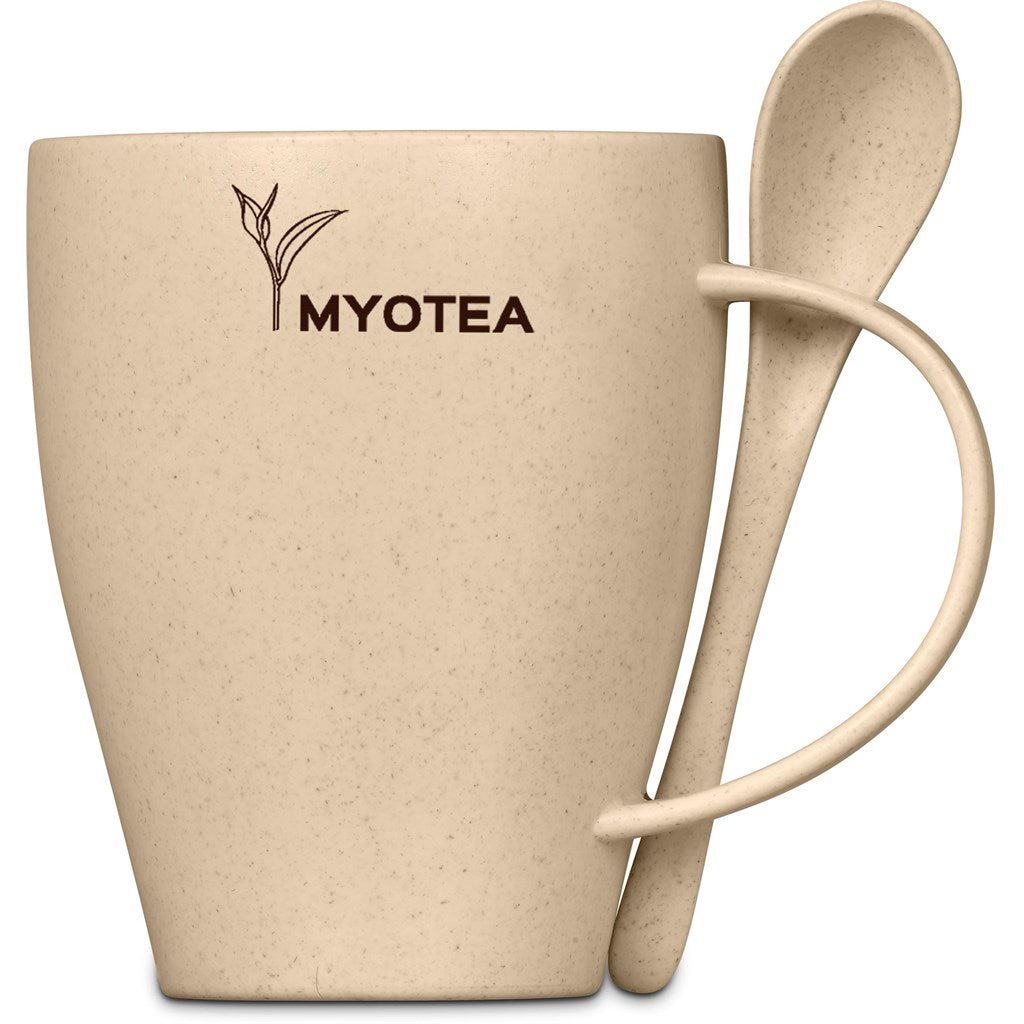 Okiyo Kawai Wheat Straw Mug & Spoon - 350ml NATURAL