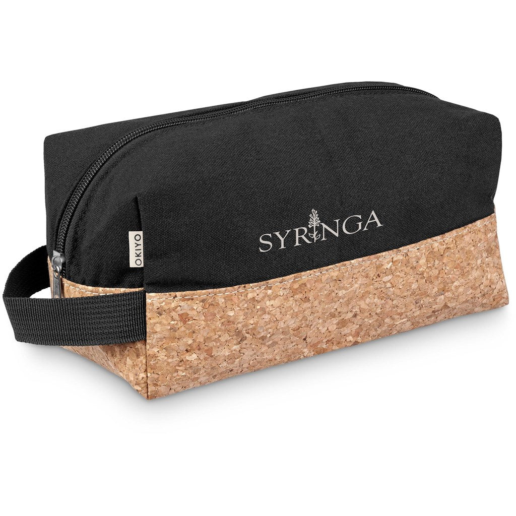 Okiyo Koruku Cork & Cotton Toiletry Bag BLACK