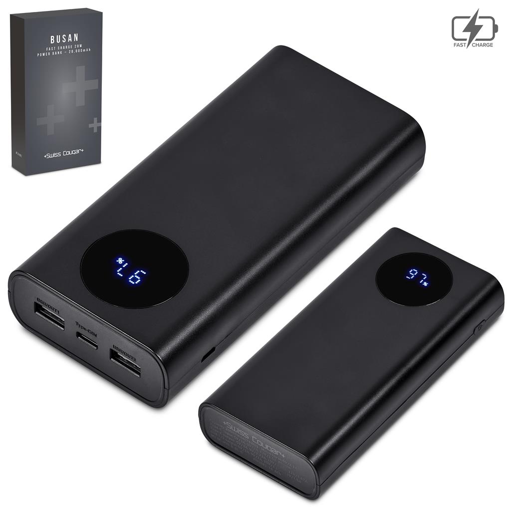 Swiss Cougar Busan Fast Charge 20W Power Bank - 20,000mAh Default Title BLACK
