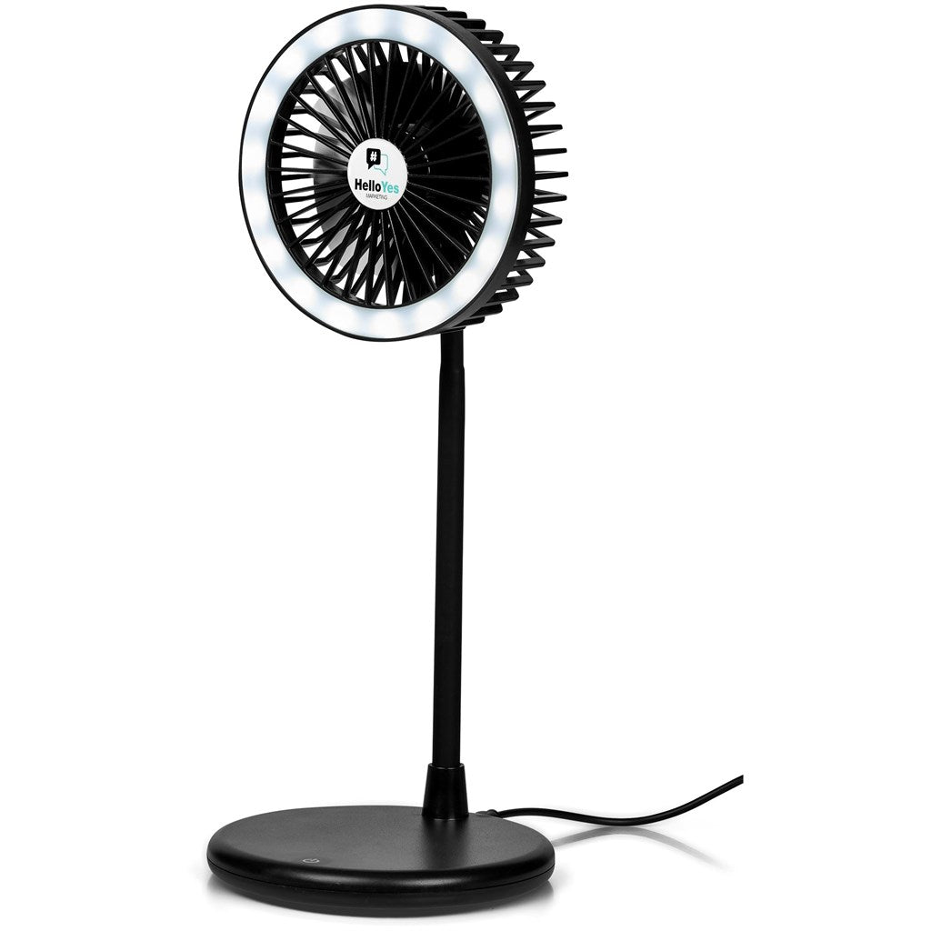 Light Breeze LED Ring Light Desk Fan BLACK