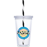 Malibu Double-Wall Plastic Tumbler & Straw - 470ml - Lime BLACK