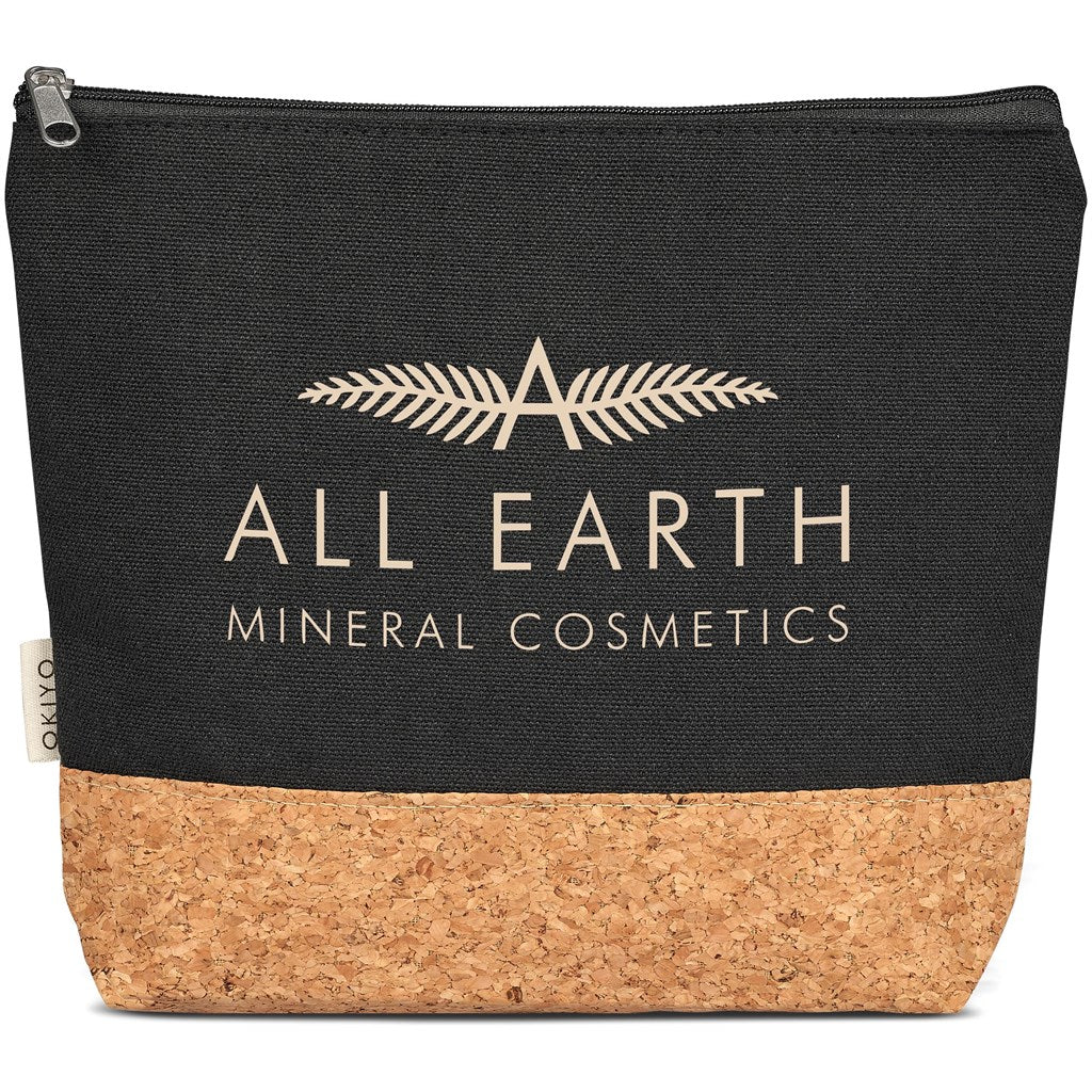 Okiyo Koruku Cork & Cotton Cosmetic Bag BLACK