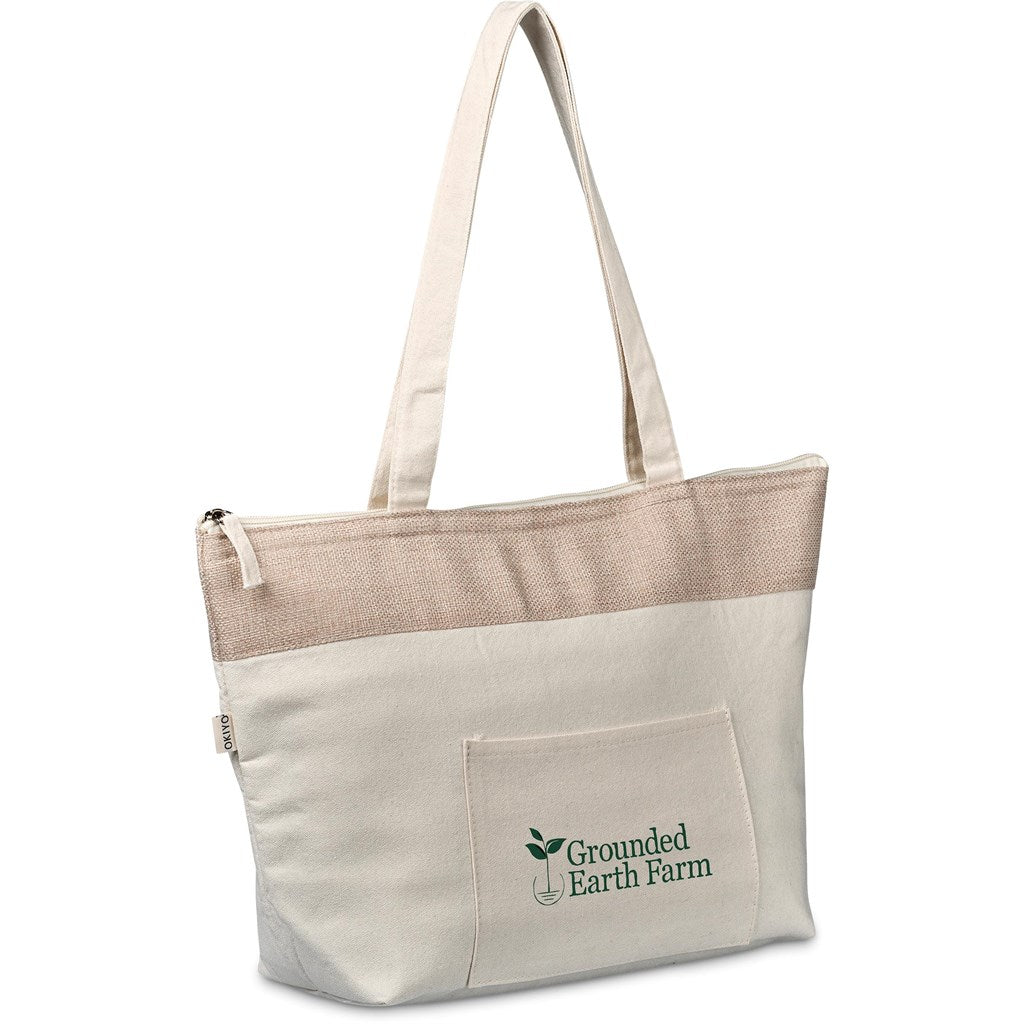 Okiyo Arshi Cotton & Jute 12 Can Lunch Cooler NATURAL