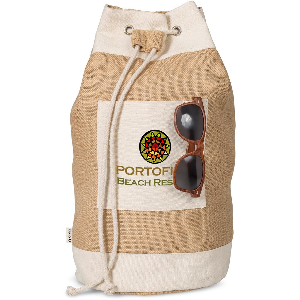 Okiyo Suna Jute & Cotton Beach Rucksack NATURAL