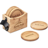 Okiyo Kanpai Bamboo Coaster & Bottle Opener Set NATURAL