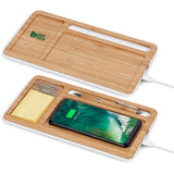Okiyo Musen Bamboo Wireless Charger Desk Organiser NATURAL