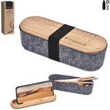 Okiyo Byoga Recycled PET Felt & Bamboo Stationery Case GREY