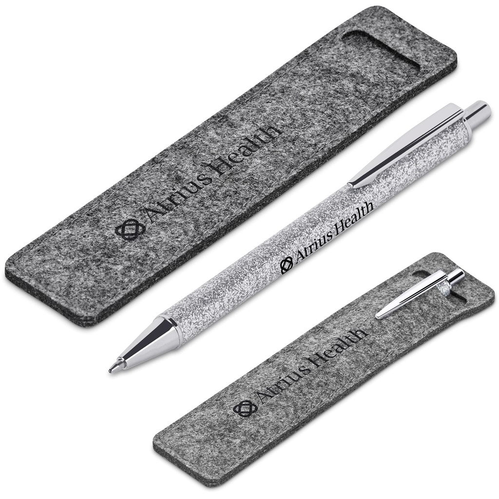 Sparkle Ball Pen In Felt Pouch GREY