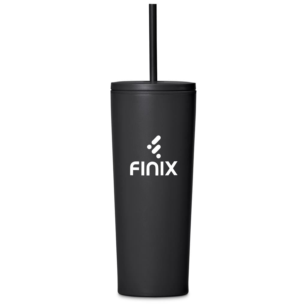 Kooshty Concorde Stainless Steel & Plastic Double-Wall Tumbler & Straw - 720ml BLACK