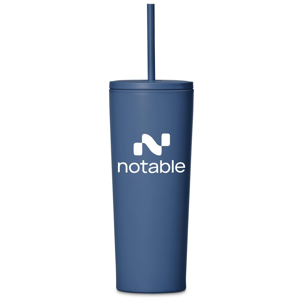 Kooshty Concorde Stainless Steel & Plastic Double-Wall Tumbler & Straw - 720ml NEW BLUE