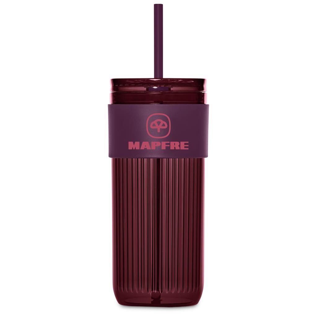 Serendipio Mayfair Plastic Tumbler & Straw – 650ml MAROON