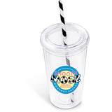 Malibu Double-Wall Plastic Tumbler & Straw - 470ml - Lime