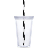Malibu Double-Wall Plastic Tumbler & Straw - 470ml - Lime