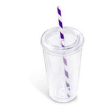Malibu Double-Wall Plastic Tumbler & Straw - 470ml - Lime