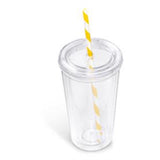Malibu Double-Wall Plastic Tumbler & Straw - 470ml - Lime