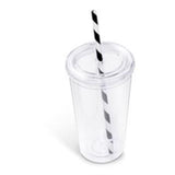 Malibu Double-Wall Plastic Tumbler & Straw - 470ml - Lime