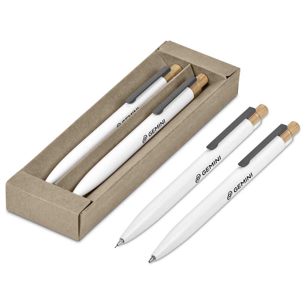 Okiyo Mimotu Ball Pen & Pencil Set SOLID WHITE