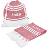 US Basic Santa Cruz Cotton-Rich Beach Towel & Drawstring Bag RED
