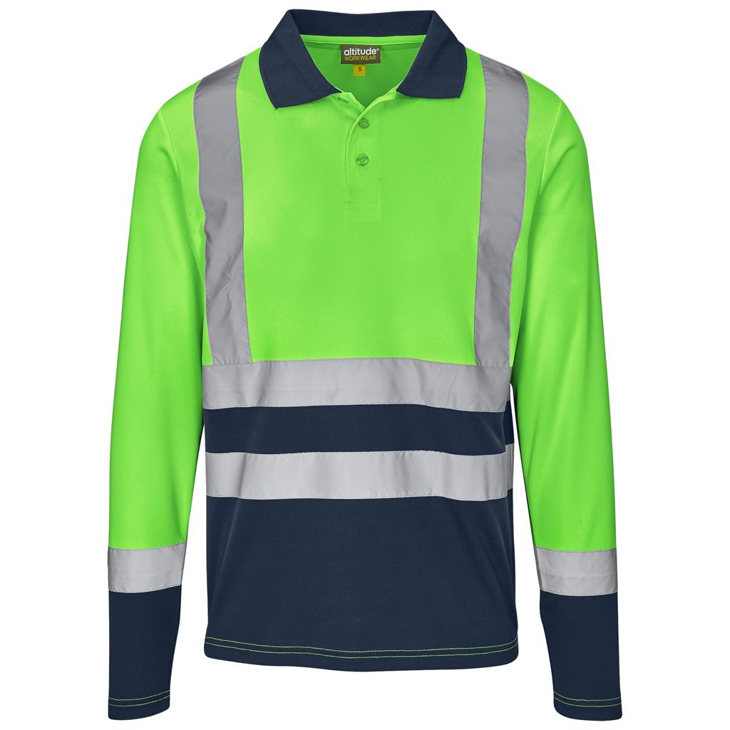 Long Sleeve Surveyor Two-Tone Hi-Viz Golf Shirt LIME