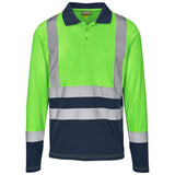 Long Sleeve Surveyor Two-Tone Hi-Viz Golf Shirt LIME