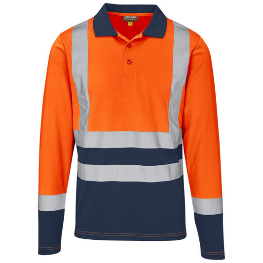 Long Sleeve Surveyor Two-Tone Hi-Viz Golf Shirt ORANGE
