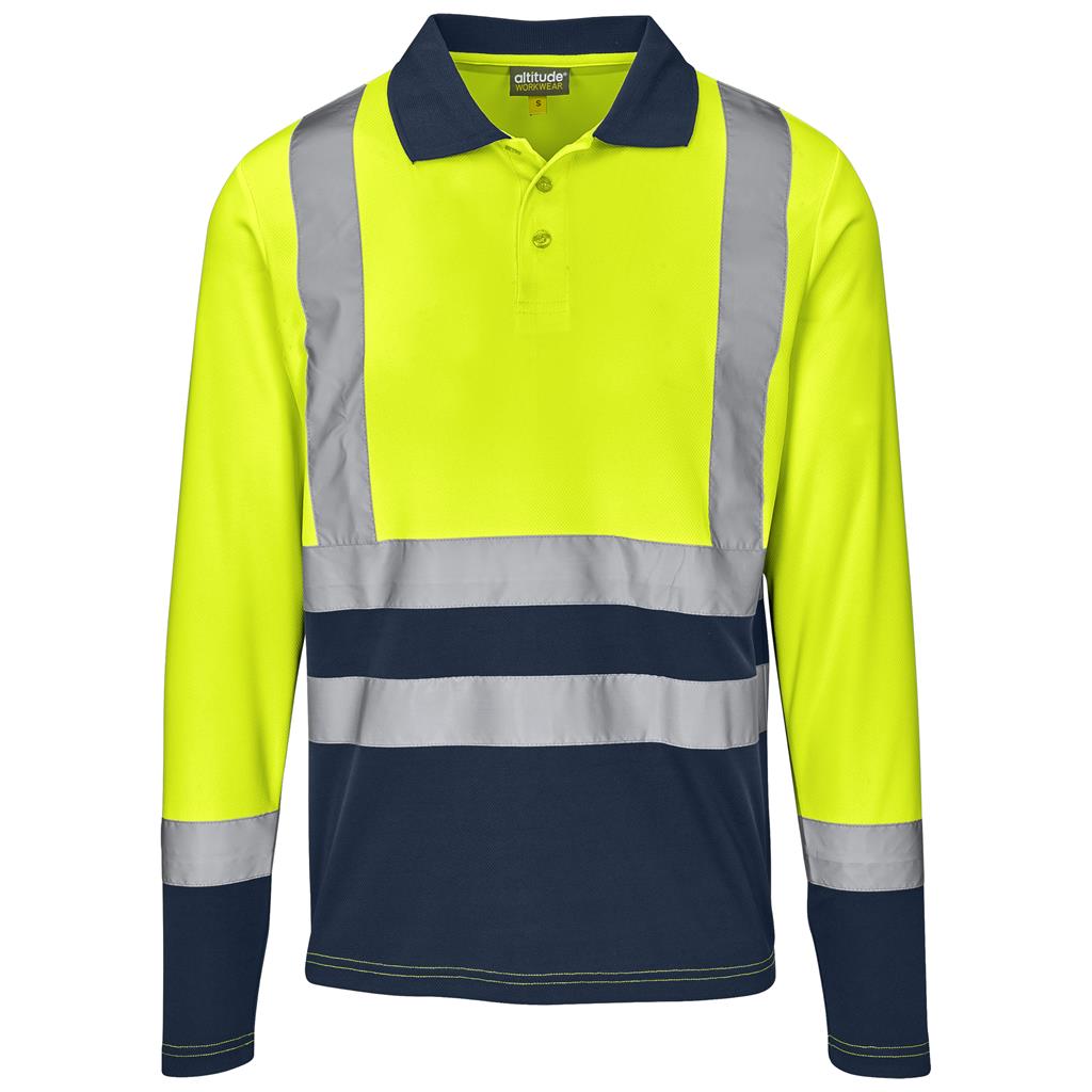Long Sleeve Surveyor Two-Tone Hi-Viz Golf Shirt YELLOW