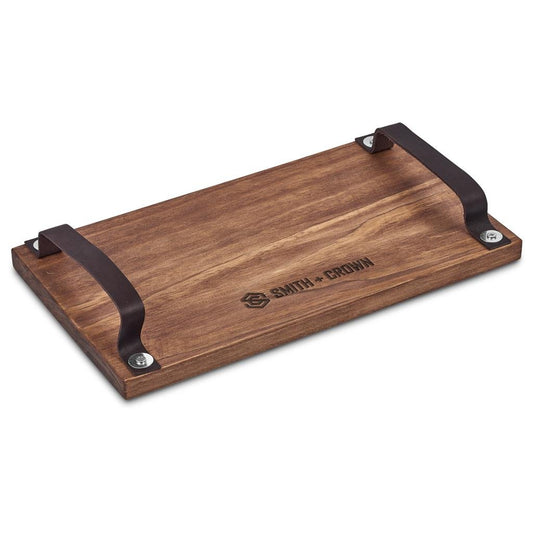 Serendipio Large Farm Style Wooden Tray with Leather Straps NATURAL