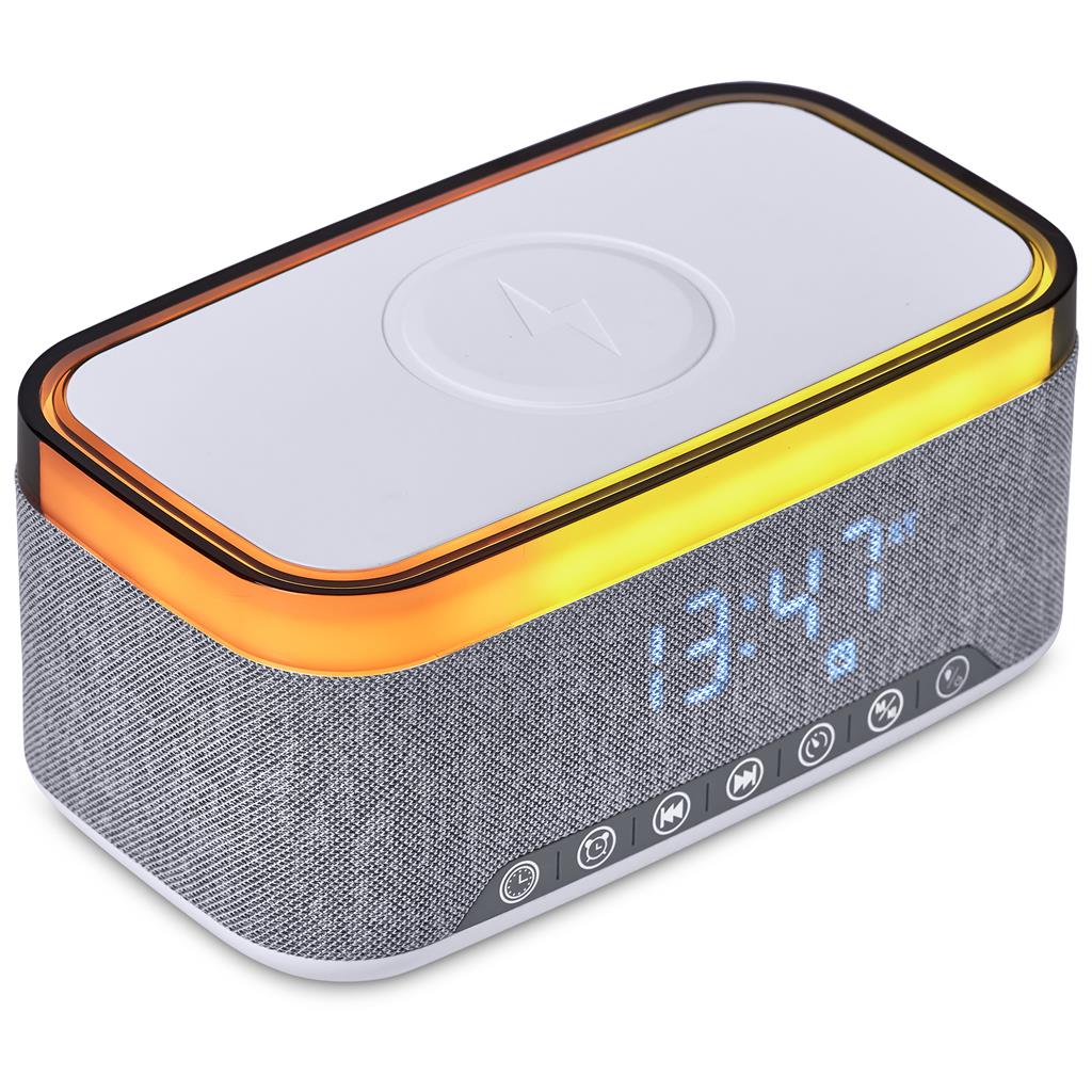 Serendipio Cumberland 10W Bluetooth Speaker Wireless Charger & Clock SOLID WHITE