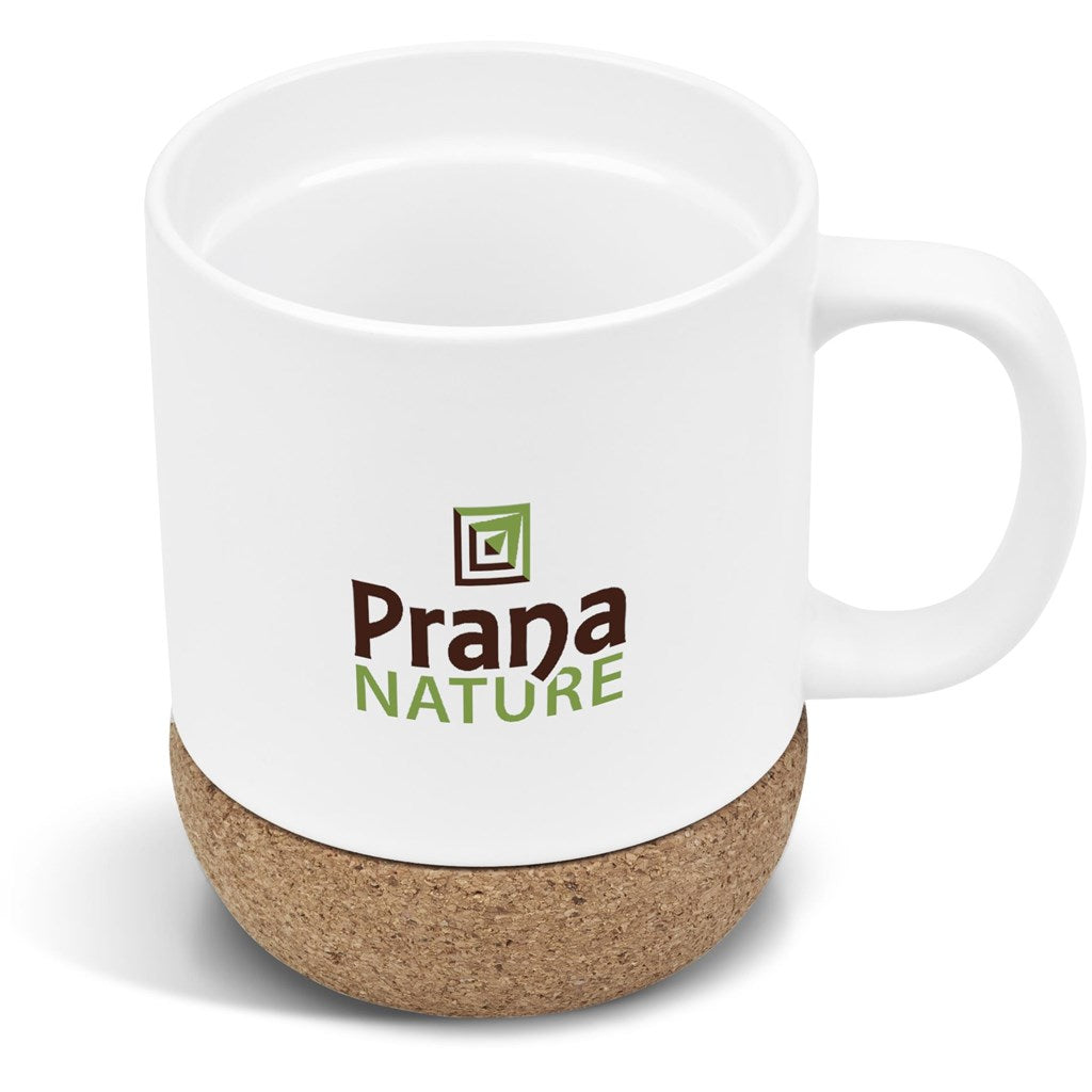 Serendipio Sienna Cork & Ceramic Coffee Mug - 340ml SOLID WHITE