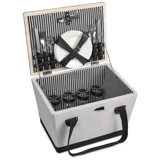Serendipio Willow 4-Person Picnic Basket BLACK
