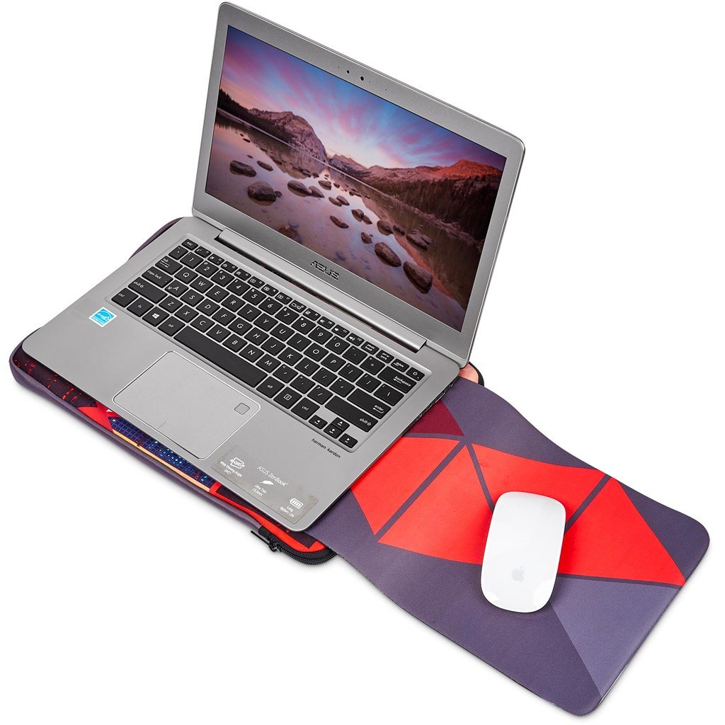 Pre-Printed Sample Hoppla Grotto Neoprene 13-inch Laptop Sleeve With Build-In Mouse Pad
