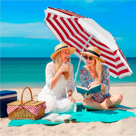Serendipio Tanereef Stripe Beach Umbrella